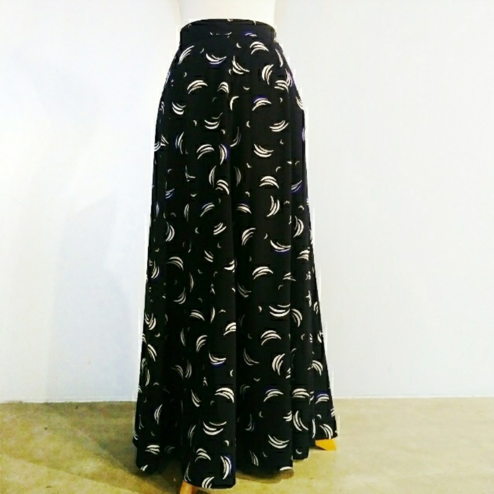 Black Printed Maxi Skirt - Unbranded